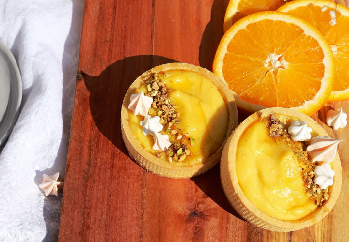 Vanilla Tarts with Orange Blossom Meringues